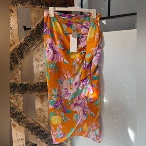 Lush Yellow and Purple Floral Skirt- semiformal